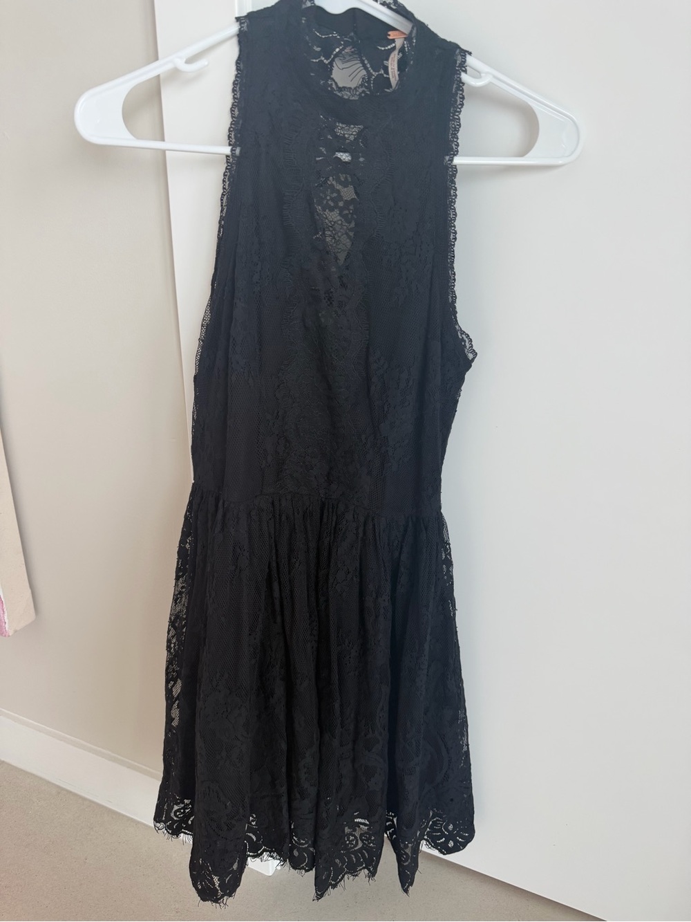 Free People Black Lace Sleeveless Fit & Flare Dress